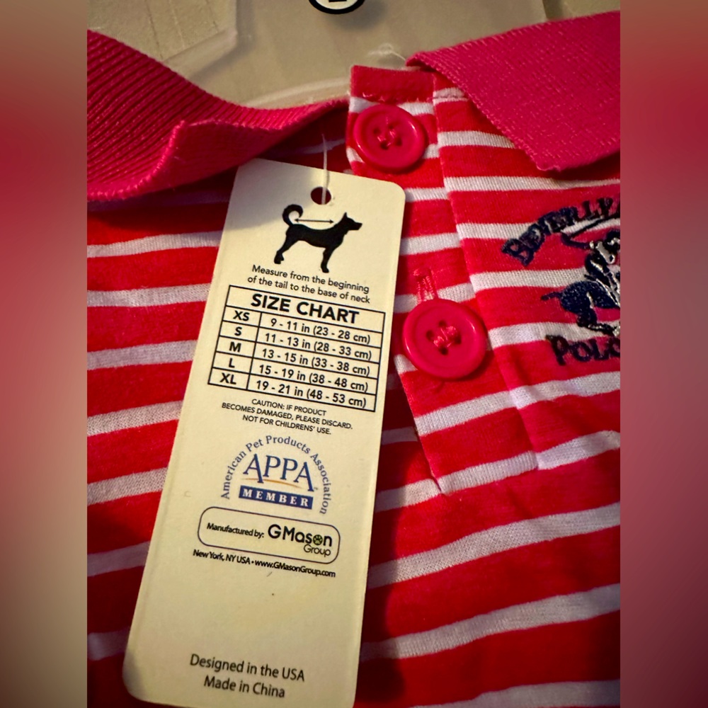 NWT BHPC pink and white striped polo shirt size Large
